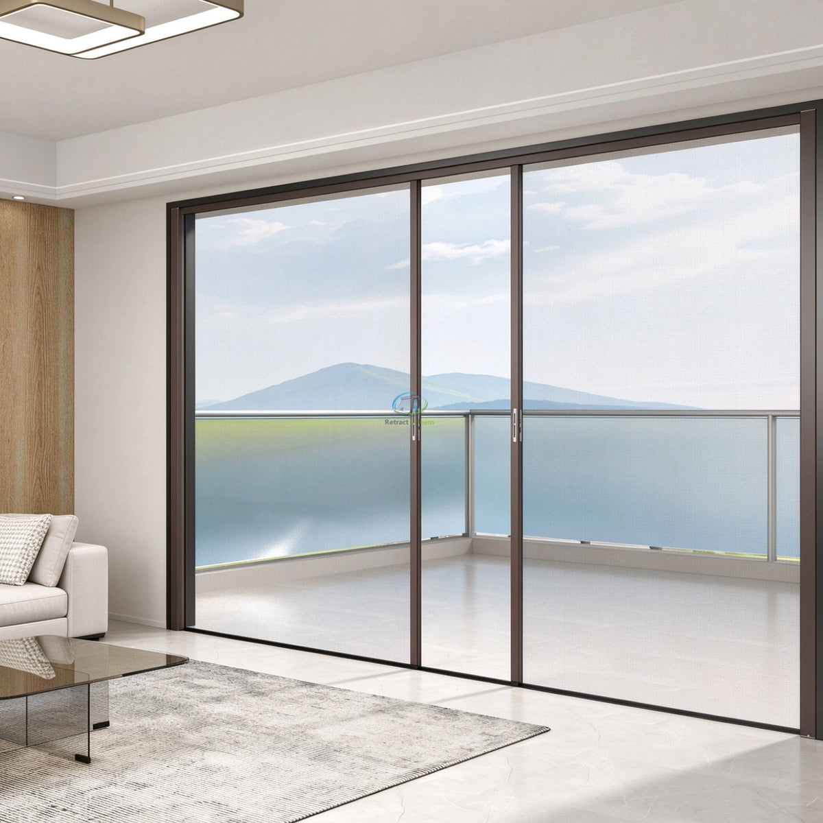 Auto-Rollback Retractable Roller Insect Screens for Double Door