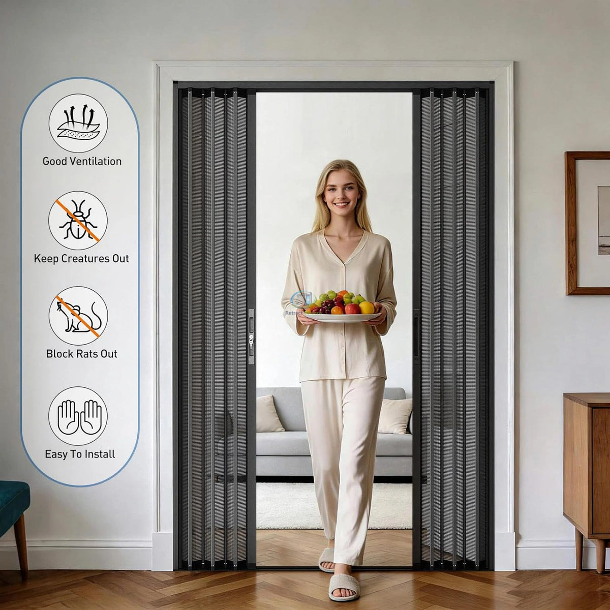 Folding Accordion Double Door Screen - Retract Screens Australia