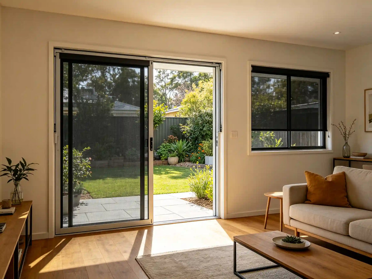 Custom retractable fly screens installed in an Australian home