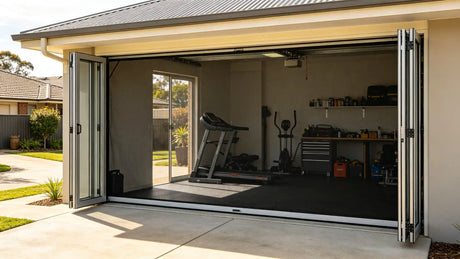 Retractable garage screen door installed on an Australian home garage