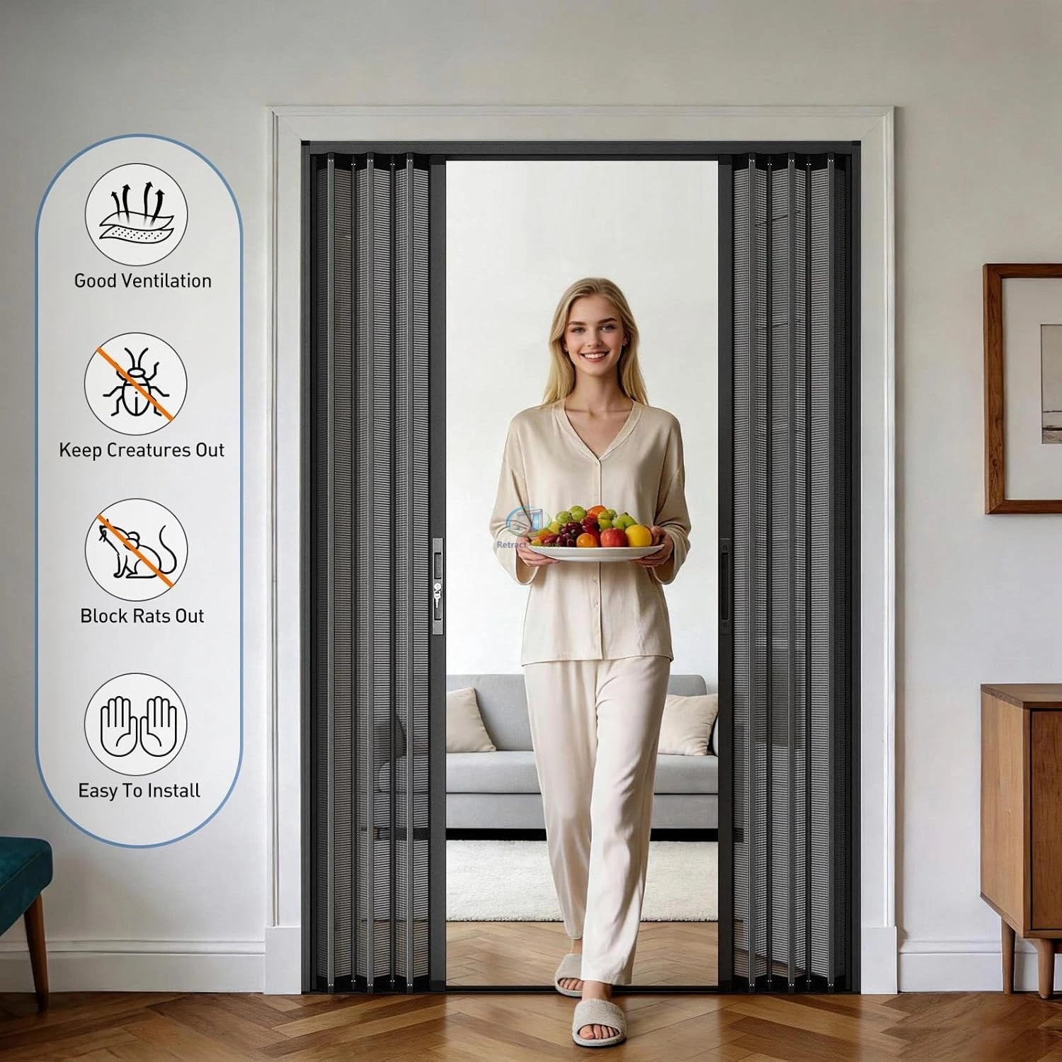 Folding Accordion Double Door Screen – product view 5