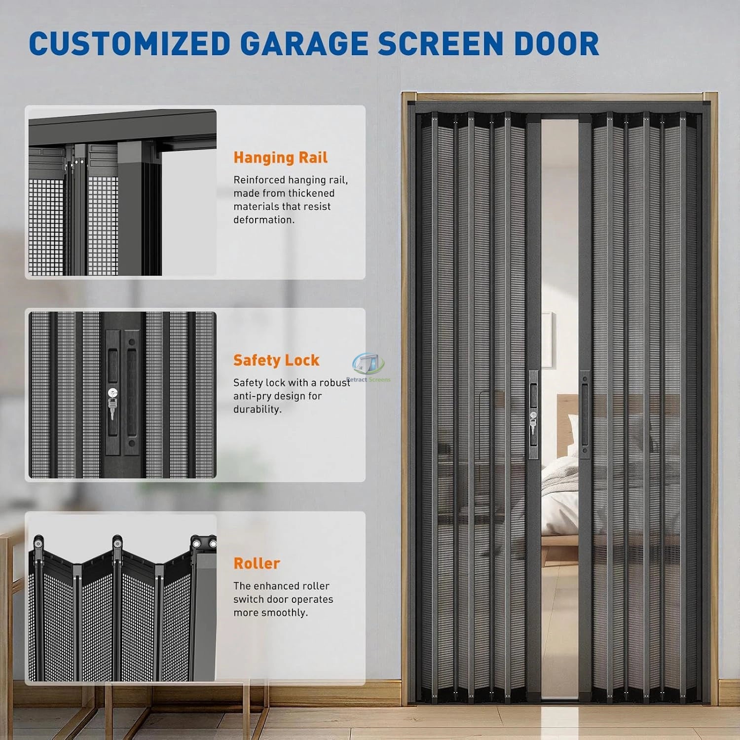 Folding Accordion Double Door Screen – product view 2