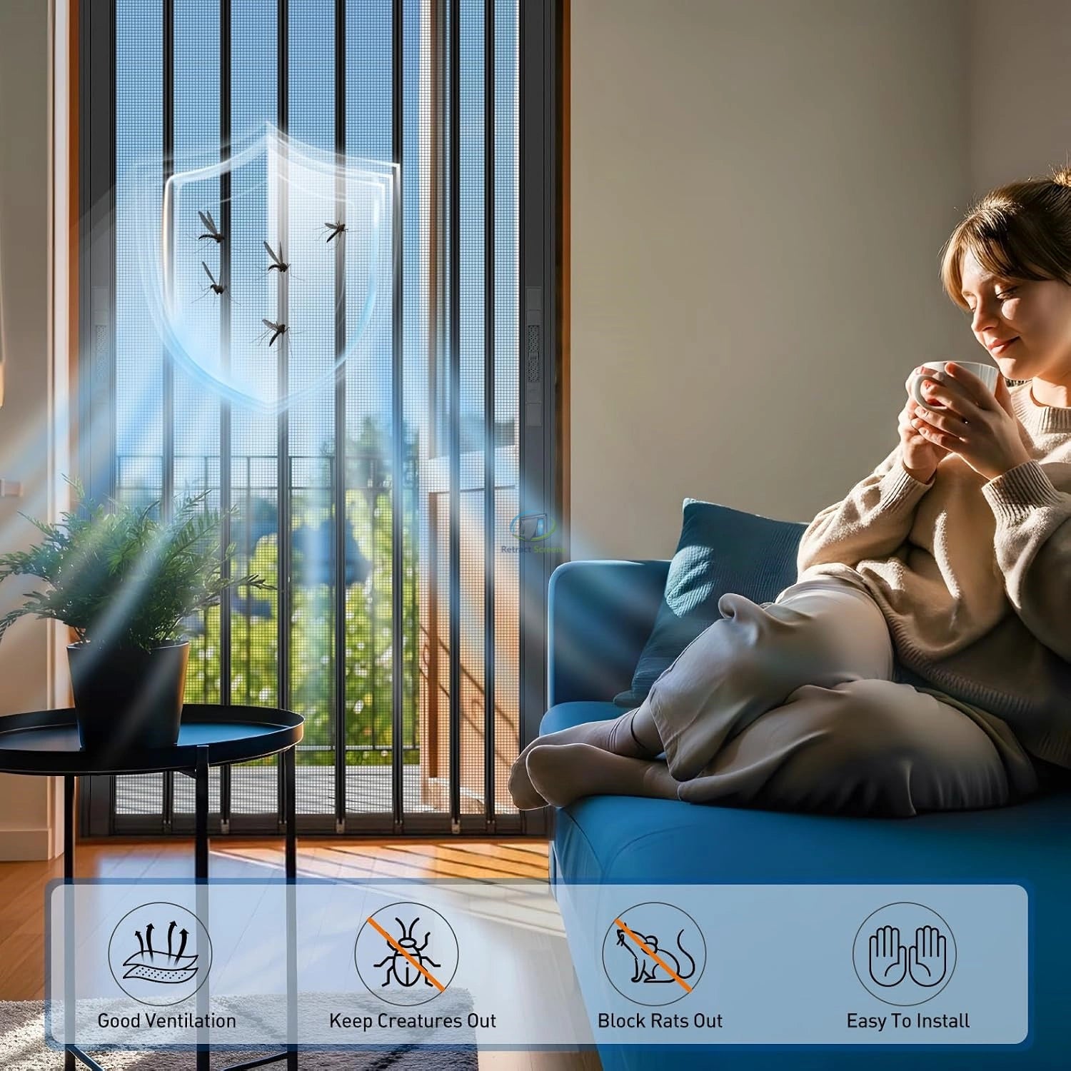 Folding Accordion Single Door Screen – product view 4