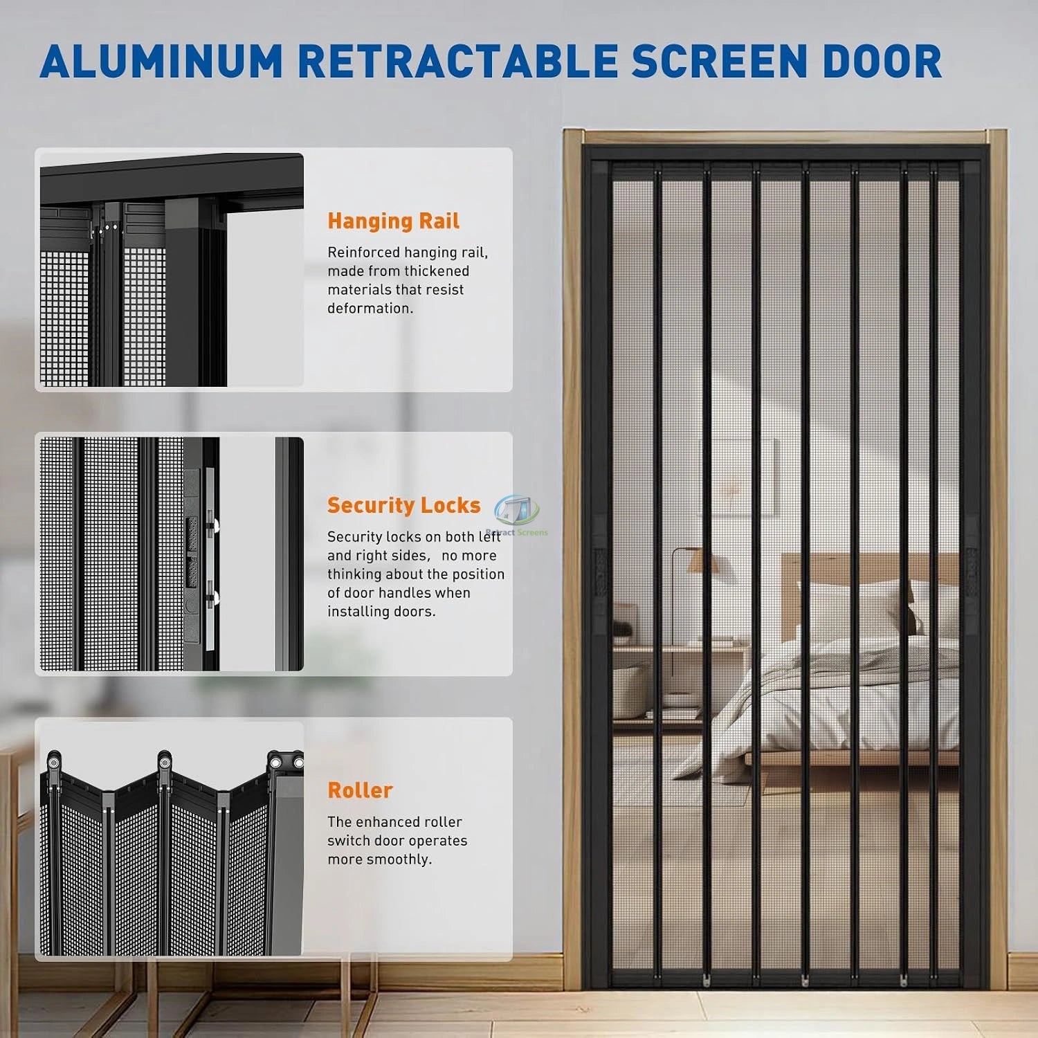 Folding Accordion Single Door Screen – product view 3