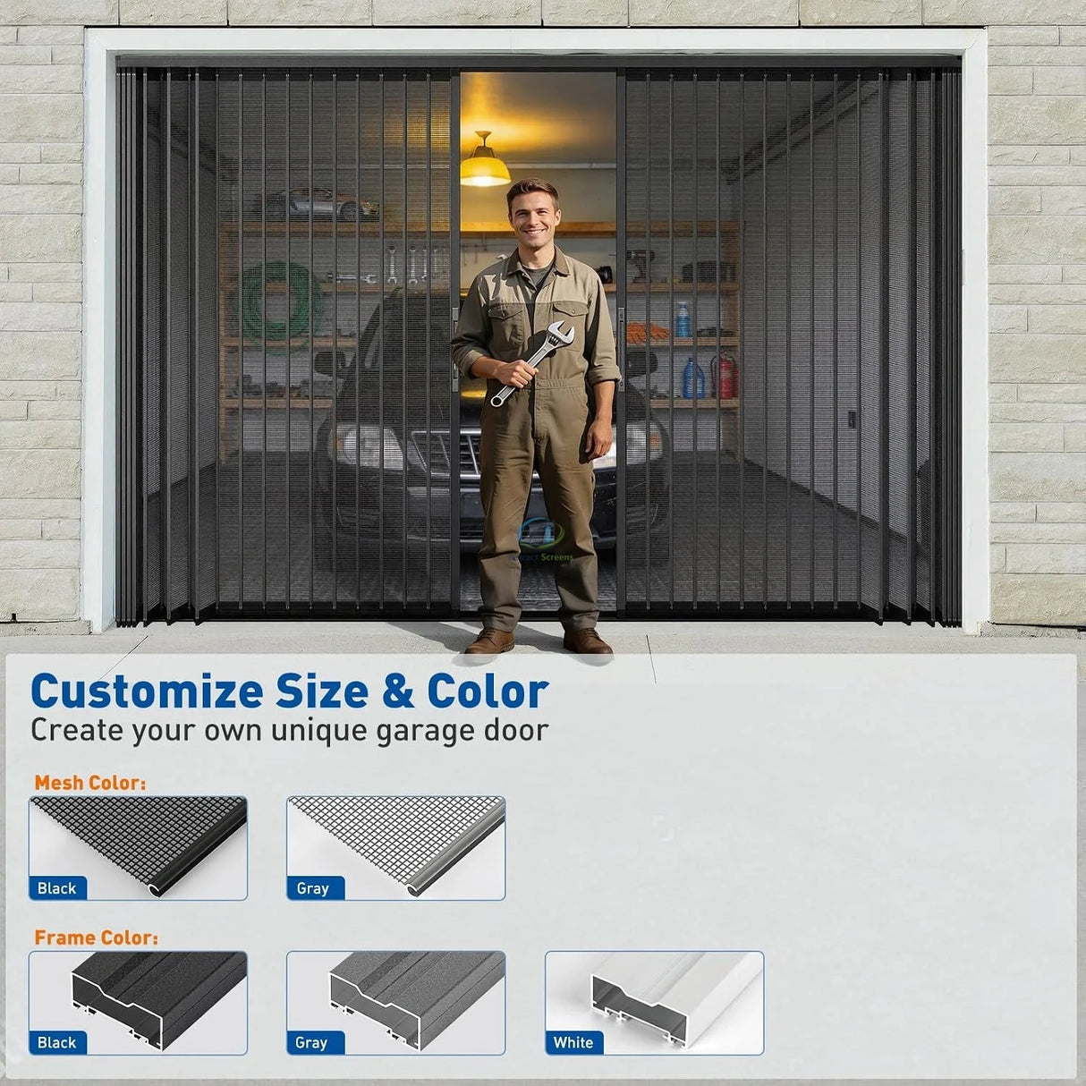 Aluminum Retractable Garage Screen Door – product view 6