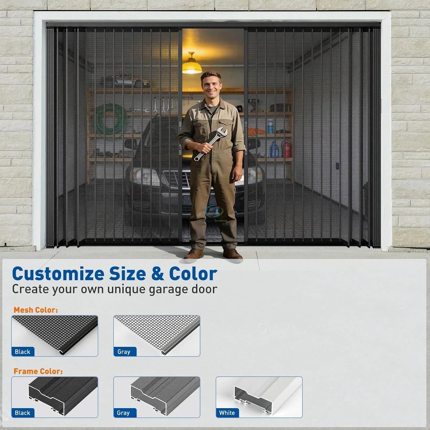 Aluminum Retractable Garage Screen Door